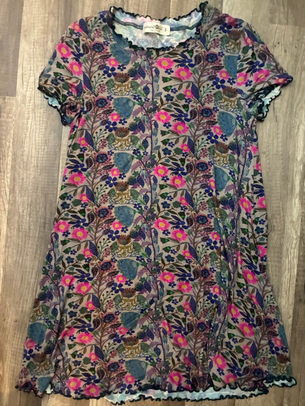 NATURAL LIFE Girls' Floral Knit Dress in Pink, Blue & Green